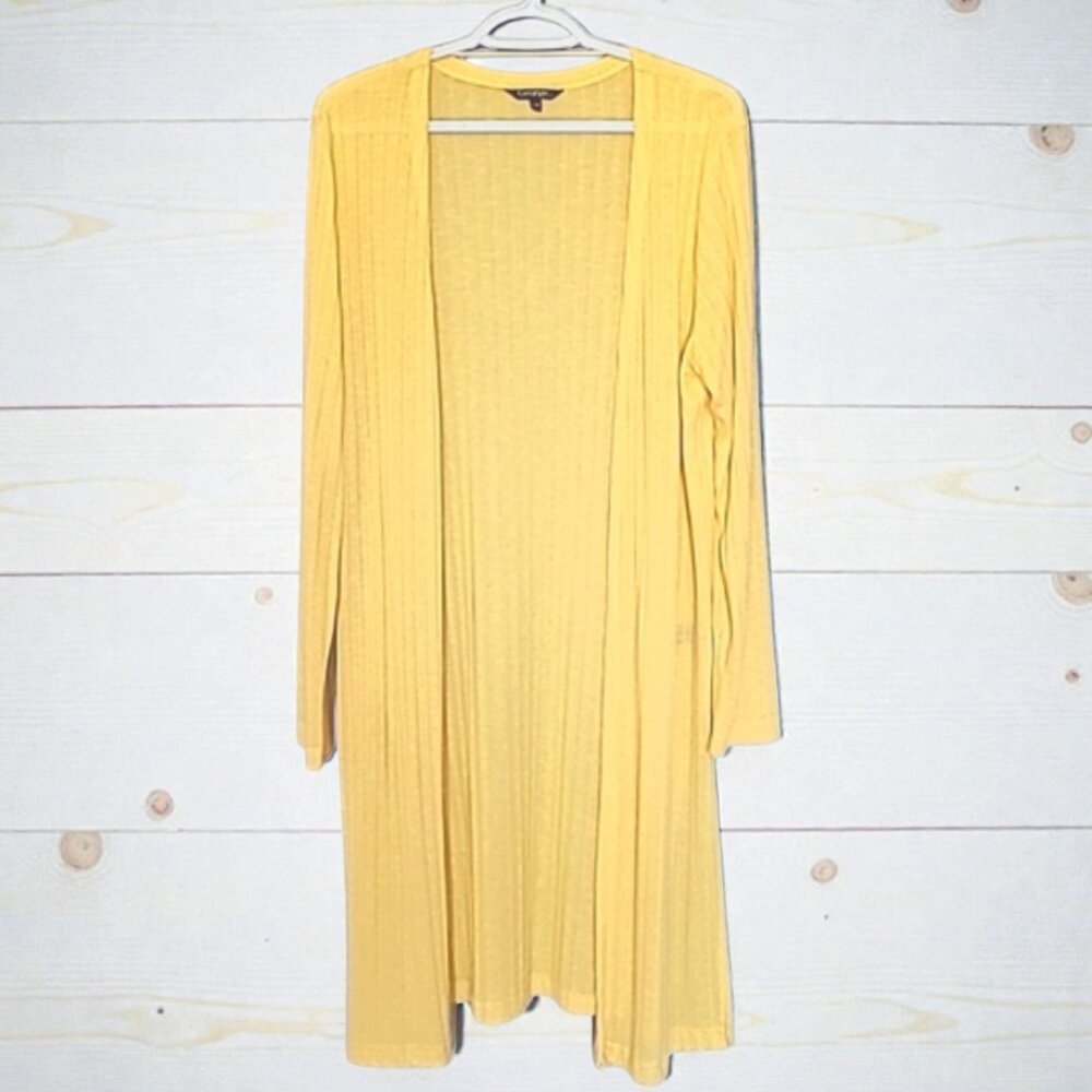 GEORGE 3/4 Long Bright Yellow Long Sleeve Cardigan Sweater size Large